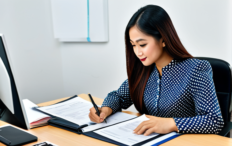AFP 자격증으로 시작하는 스타트업 - **

A professional financial planner in a modest baju kurung, sitting at a desk in a bright, modern ...